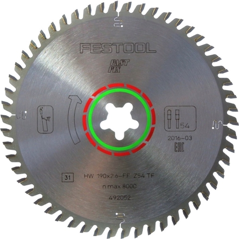 Festool 492052 / FF TF54 Cirkelzaagblad - 190 X FF X 54T - Hout / Epoxy / Aluminium / Kunststof