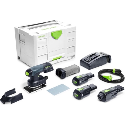 Festool RTSC 400 Li 3,0 I-Set 18V Li-Ion Accu Vlakschuurmachine Set (2x 3,0Ah) In Systainer - 80 X 130 Mm