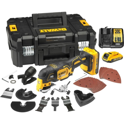 DeWalt DCS355M2 18V Li-Ion Accu Multitool Set (2x 4.0Ah Accu) + 35 Delige Accessoireset In Koffer - Koolborstelloos