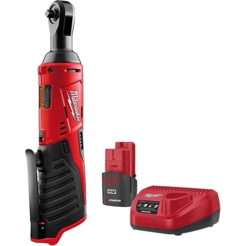 Milwaukee M12 IR-201B 12V Li-Ion Accu Haakse Ratelsleutel Set (1x 2.0Ah Accu) In Tas - 40Nm - 1/4"