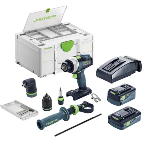 Festool TDC 18/4 5,0/4,0 I-Set 18V Li-Ion Accu Schroefboormachine Set (1x 4,0Ah&1x 5,0Ah) Incl. Boorkoppen In Systainer - 75Nm