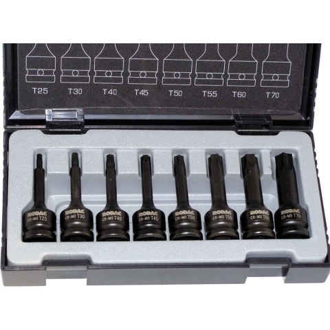 RODAC 1/2"torx krachtdoppenset (8 stuks)