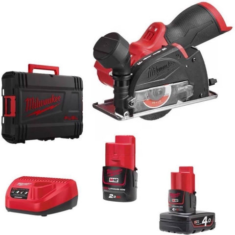 Milwaukee M12 FCOT-422X 12V Li-Ion Accu Haakse Slijper Set In HD Box (1x 4,0&2 Ah Accu) - Koolborstelloos - 10 X 76mm