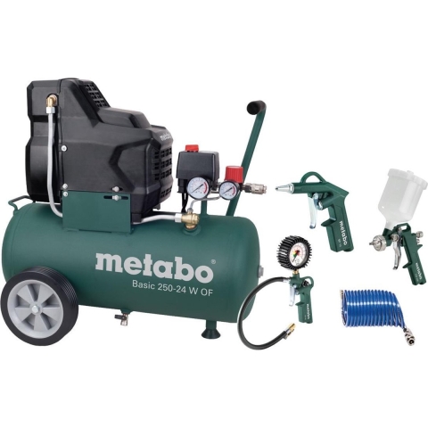 Metabo Basic 250-24 W OF SET Compressor + LPZ-4 Toebehorenset - 1500W - 8 Bar - 24L - 100 L/min