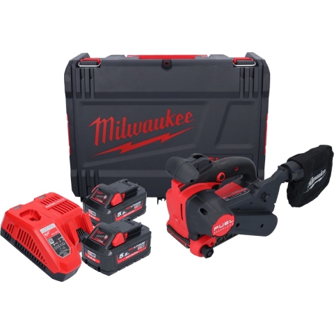 Milwaukee M18 FBTS75-552X 18V Li-ion Accu Bandschuurmachine Set (2x 5.5Ah) In HD Box- 75 X 457 Mm
