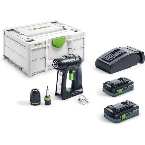 Festool C 18 HPC4,0 I-Plus 18V Li-Ion Accu Schroefboormachine Set (2x 4,0Ah) In Systainer - 45Nm - 40mm - Koolborstelloos