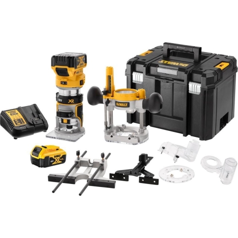 DeWALT DCW604P2-QW 18V XR Li-Ion Accu Boven- En Kantenfrees Set (2x 5,0Ah) In TSTAK - 30mm