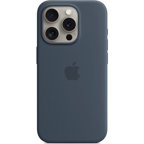 Apple Iphone 15 Pro Siliconenhoesje Met Magsafe - Stormblauw