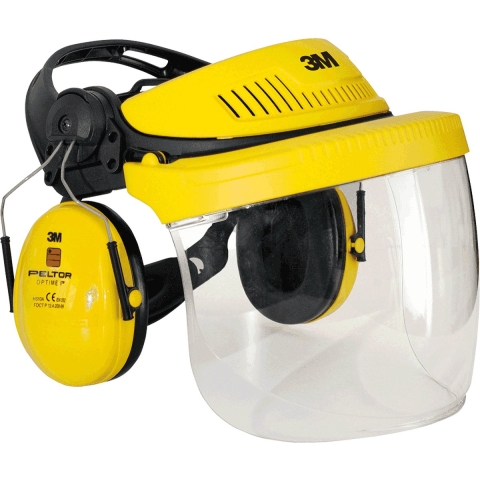 3M PELTOR G500V5FH510-GU Gezichtbeschermingskap Combinatie Met Optime I Gehoorkap En 5F-11 Vizier - Geel