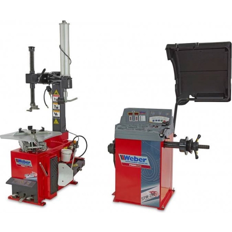 WEBER PROFI bandendemonteermachine met hulparm en banden balanceermachine set