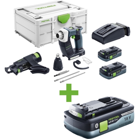 Festool DURADRIVE DWC 18-2500 HPC4,0 I-Plus 18V Li-Ion Accu Bandschroefmachine Set (2x4,0Ah) In Systainer - 18Nm - 55mm - Koolborstelloos