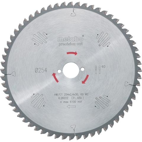 Metabo 628225000 Precision Cut Cirkelzaagblad - 315 X 30 X 84T - Hout / MDF