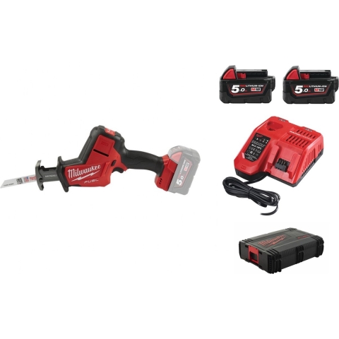Milwaukee M18 FHZ-502X 18V Li-Ion Accu Reciprozaag Set (2x 5,0Ah Accu) In HD Box - 22mm