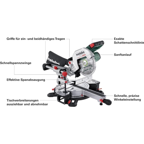 Metabo KGS 18 LTX BL 216 LiHD Accu Afkortzaag Body - 216 X 30 Mm