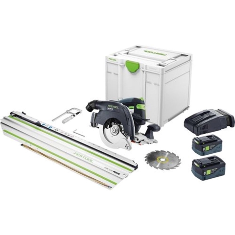 Festool HKC 55 5,0 EBI-Set-FSK 420 18V Li-Ion Accu Pendelkapzaag Set (2x 5,0Ah) In Systainer - 160mm