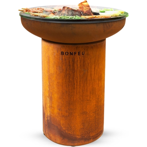 BonFeu BonBiza 8001R Vuurschaal Roest Met BBQ/bakplaat (hoogte 100 Cm, Diameter 45 Cm)