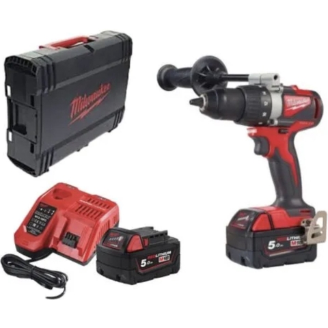 Milwaukee M18 BLDD2-502X 18V Li-Ion Accu Schroefboormachine Set (2x5.0Ah) In HD-box - Koolborstelloos - 82Nm