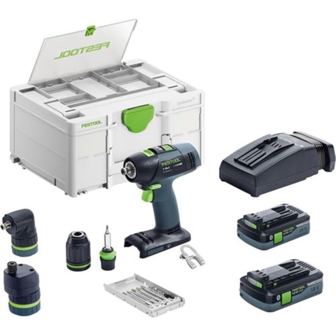 Festool T 18+3 HPC 4,0 I-Set 18V Li-Ion Accu Schroefboormachine Set (2x 4,0Ah) Incl. Boorkoppen In Systainer - 50Nm