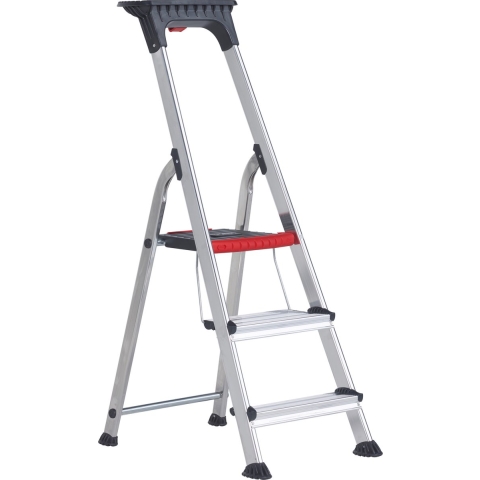 Altrex Double Decker Huishoudtrap - Aluminium - 3 Treden - Max. Werkhoogte 2.60 M.