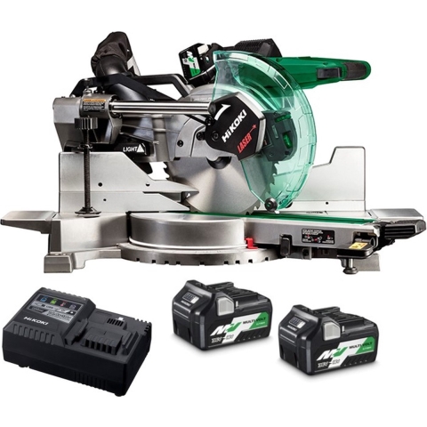 HiKOKI C3610DRAWAZ 36V Multivolt Li-Ion Accu Afkortzaag Set (2x 4,0Ah) - 255mm - Koolborstelloos