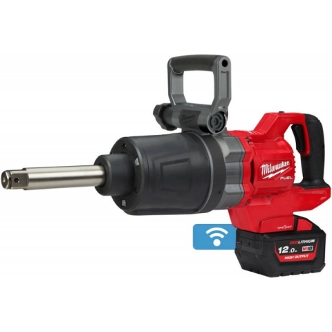 Milwaukee M18 ONEFHIWF1D-121C 18V Li-ion Accu Slagmoersleutel Body Met Frictiering En Lange Aandrijfas Set (1x 12.0Ah Accu) In HD Box - 1"- 2711Nm