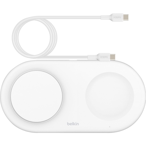 Belkin Belkin 2in1 Qi2 15w Magnetic Charging Pad Wit - Geschikt Voor Magsafe Draadloze Oplader