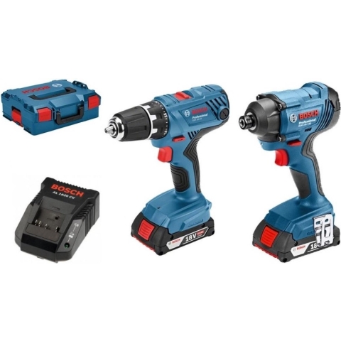 Bosch 06019G5101 18V Li-Ion Accu Boor-/schroefmachine (GSR 18V-21)&Slagschroevendraaier (GDR 18V-160) Combiset (2x 2,0Ah Accu) In L-boxx