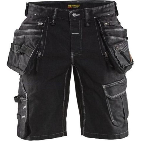 Blåkläder X1900 Werkbroek Kort Denim Stretch 1992 - Zwart - Maat 50 (M)