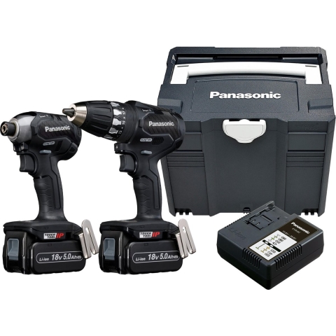 Panasonic EYC231LJ2G 18V Li-Ion Accu Schroef/boormachine (EY74A3)&Slagschroevendraaier (EY76A1) Combiset (2x 5,0Ah Accu) In T-LOC - Koolborstelloos