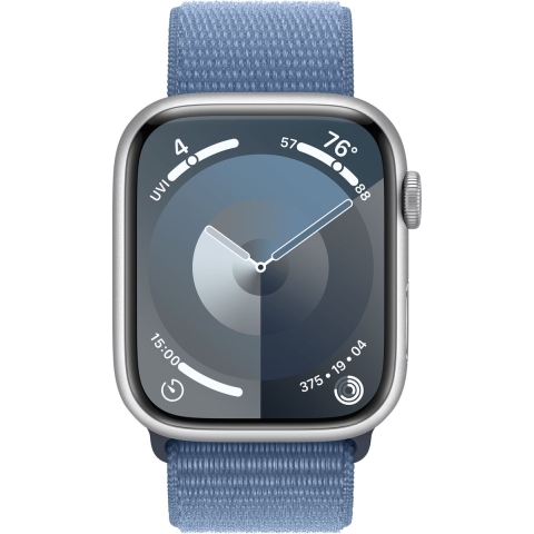 Apple Watch Series 9 GPs 45 Mm Zilver Aluminium Case/winterblauw Sport Loop