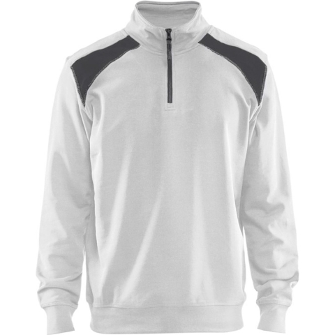 Blåkläder 335311581098S Sweatshirt Met Halve Rits - Bi-colour Wit/Donkergrijs - S
