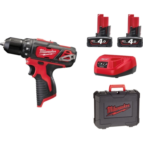 Milwaukee M12 BDD-402C 12V Li-Ion Accu Boor-/schroefmachine Set (2x 4.0Ah Accu) In Koffer