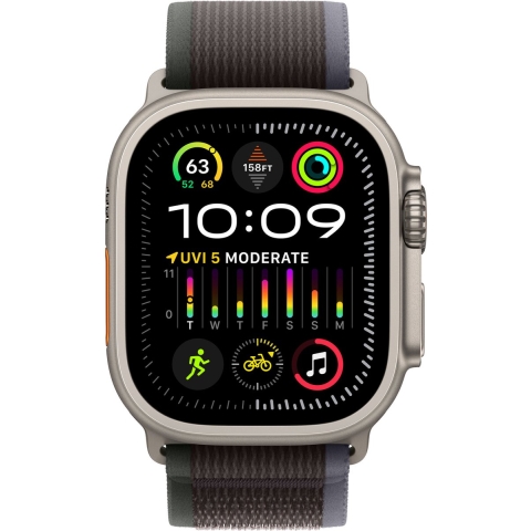 Apple Watch Ultra 2 GPs + Cellular 49 Mm Titanium Case/blauw-zwarte Trail Loop - S/m