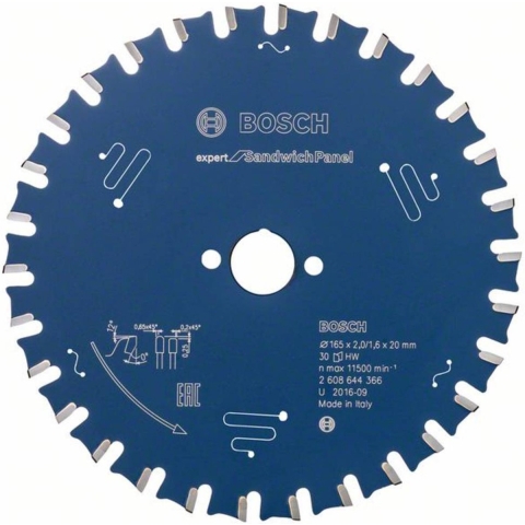 Bosch 2608644366 Expert Cirkelzaagblad - 165 X 20 X 30T - Sandwich Panelen - Carbide