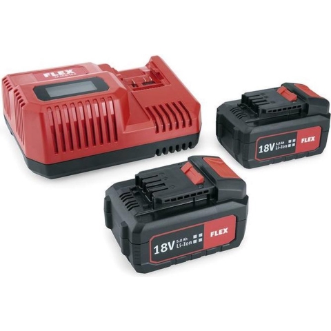 Flex 491.349 18V Li-ion Accu Power Set 55 R (2x 5.0Ah) + Lader