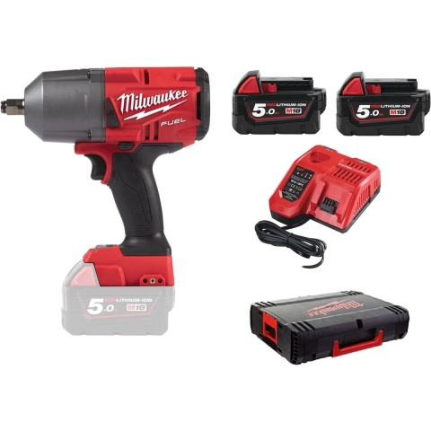 Milwaukee M18 FHIWF12-502X 18V Li-Ion Accu Slagmoersleutel Set (2x 5,0Ah Accu) In HD Box - 1356Nm - 1/2"- Koolborstelloos