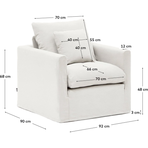 Kave Home Nora Fauteuil Aruba Ecru