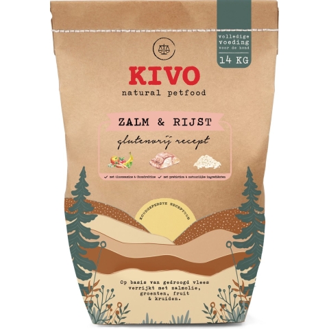 Kivo Hondenvoer Zalm&Rijst Glutenvrij 14 kg