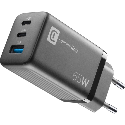 Cellularline 65 W Gan Multipower Micro Usb-a + 2x Usb-c Pd Thuislader