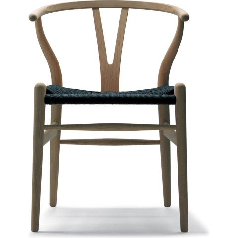 Carl Hansen&Son CH24 Wishbone Stoel Black Paper Cord Gezeept Eiken