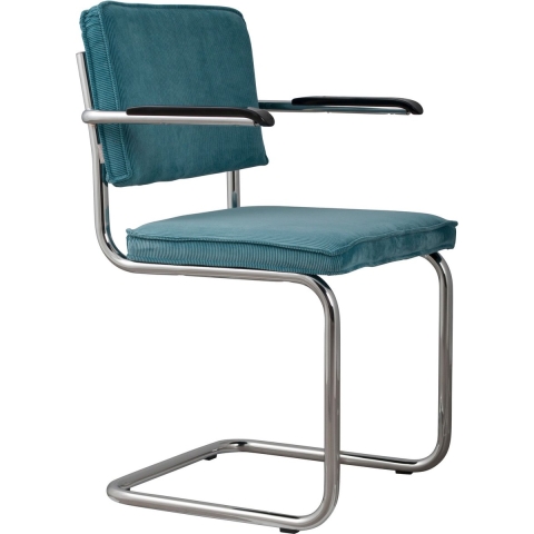 Zuiver Ridge Rib Stoel Met Armleuningen Blauw