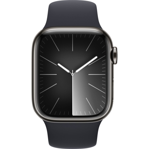 Apple Watch Series 9 Cellular 41 Mm Grafiet Roestvrijstalen Case/middernacht Sport Band - S/m