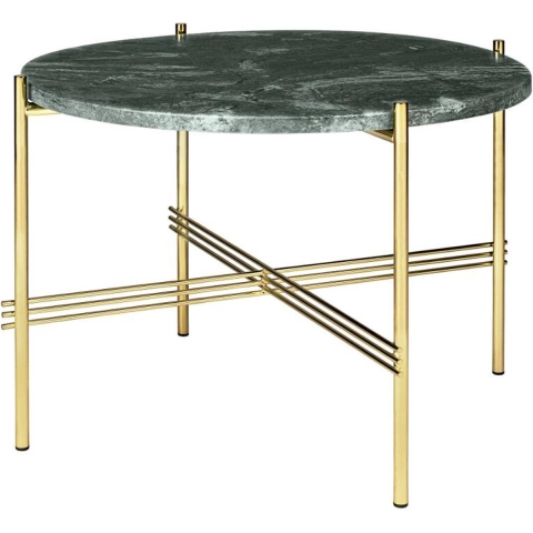 Gubi TS Bijzettafel 55 Messing/groen Marmer