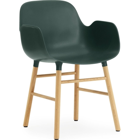 Normann Copenhagen Form Armchair Stoel Met Eiken Onderstel Groen