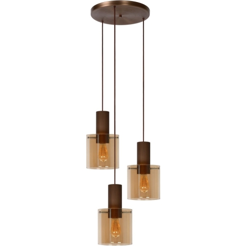 Lucide Toledo 3 Cluster Hanglamp Rond Amber
