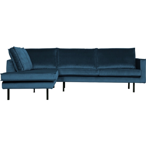 BePureHome Rodeo Velvet Hoekbank Links Blauw