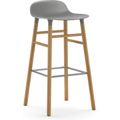 Normann Copenhagen Form Barstool Barkruk 75cm Met Eiken Onderstel Grijs