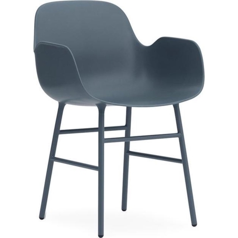 Normann Copenhagen Form Armchair Stoel Met Stalen Onderstel Blauw