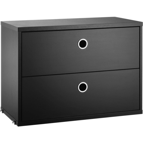 String Furniture Cabinet With Two Drawers 58 X 30 X 42 Cm Zwart