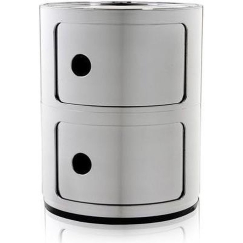 Kartell Componibili Kast Nachtkast Metallic (2 Comp.)Ø32 Chroom